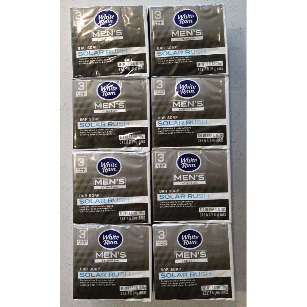24 Bars White Rain Men's Collection Solar Rush Bar Soap * 8 3-packs * 3.17oz NEW